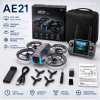 Квадрокоптер AE21 – дрон с камерой, БК моторами, FPV, пультом с экраном 4.3", избеганием препятствий 360°, оптическим позиционированием, до 11 минут полета, до 100 м, черный